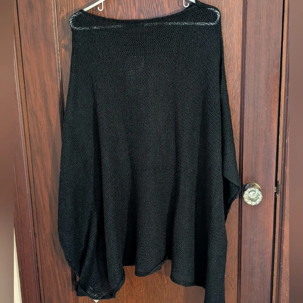 Zara Black Knit Wrap Alpaca Wool Blend Oversized Poncho Size XS/S_8